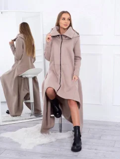 Zateplené šaty s delšími boky 21756 béžové - Kesi