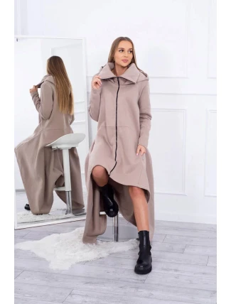 Zateplené šaty s delšími boky 21756 béžové - Kesi Zateplené šaty s delšími boky 21756 béžové - Kesi