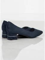 Výborné  lodičky dámské tmavě modré na širokém podpatku