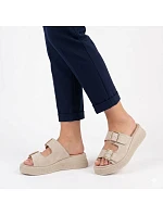 Kožené žabky na platformě beige Vinceza 88045 dámské Kožené žabky na platformě beige Vinceza 88045 dámské