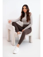 Dámské legíny s vysokým pasem a elastickým pasem hnědé