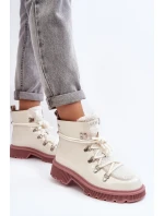 Kožené lesklé boty Trapery Dámské GOE MM2N4083 Bílé