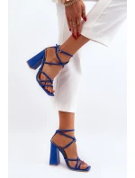 Moderní Sandály Na Podpatku Modré Josette