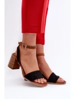 Dámské sandály na podpatku z ekologického semiše černé Ronvia