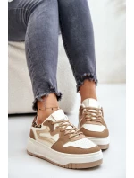 Dámské sneakersy z eko kůže na platformě leopardí béžové Henizore Dámské sneakersy z eko kůže na platformě leopardí béžové Henizore