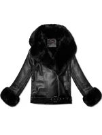 Dámská bunda ramoneska s kožešinovým límcem (61M8507-392A) černá - Goodlooking Dámská bunda ramoneska s kožešinovým límcem (61M8507-392A) černá - Goodlooking