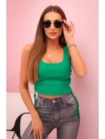 Dámská žebrovaná halenka se stahovací šňůrkou na bocích zelený