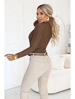 375-11 Stylové dámské body s překříženým výstřihem – barva mokka hnědá 375-11 Stylové dámské body s překříženým výstřihem – barva mokka hnědá