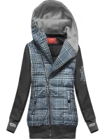 Tmavě modro-grafitová mikina z různých spojených materiálů (AMG-611A)