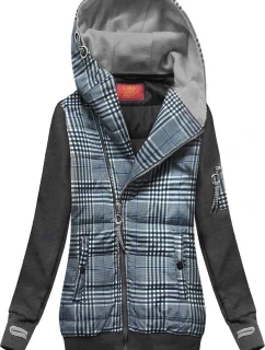 Tmavě modro-grafitová mikina z různých spojených materiálů (AMG-611A)