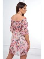 Španělské šaty s květinovým motivem pudrově růžové Španělské šaty s květinovým motivem pudrově růžové