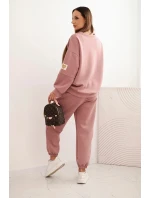 Komplet dámský máslový s volnou mikinou a kalhotami s nápisem LOVE khaki