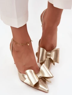 Lodičky s odkrytými patami a mašlí zlaté Eklevia