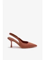 Dámské sandály na jehlovém podpatku Lunira – camel