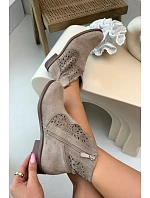 Dámské perforované kotníkové boty HY61-8026 Béžové - S.Barski