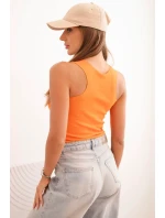 Dámská pruhovaná tílko s ozdobnou nášivkou tmavě oranžová