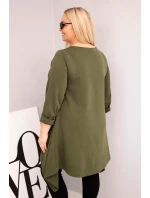 Dámská tunika Plus Size bavlněná s asymetrickým střihem khaki