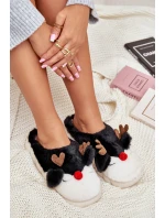 Dámské Kožené Pantofle S Motivem Sobů Černé Wistira