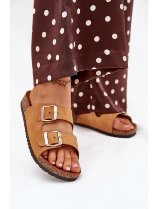 Dámské sandály na korkové platformě s přezkami Camel Livara