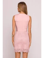 M864 Mini šaty s krajkovými panely - pudrové