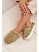 Dámské papuče s kožíškem a mašličkou – zelené Minella Dámské papuče s kožíškem a mašličkou – zelené Minella