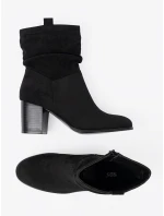 Trendy černé  kotníčkové boty dámské na širokém podpatku