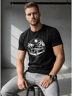 Pánské bavlněné tričko s potiskem černé FashionStreet NX042R