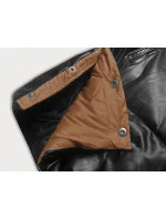 Černo-hnědá volná dámská bunda z eko kůže (ag6-20b)