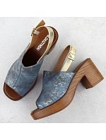 Dámské sandály na jehlovém podpatku denim gold M.Daszynski MR23126-7