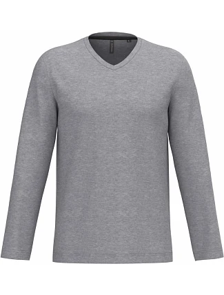 Kariban K 358 Pánské tričko do V s dl. rukávem 20.K358 oxford grey Kariban K 358 Pánské tričko do V s dl. rukávem 20.K358 oxford grey