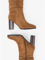 Designové dámské Karmelowy  kotníčkové boty na širokém podpatku