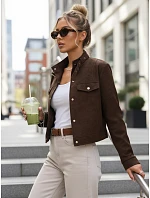 Dámská bunda z ekokůže s knoflíky hnědá FashionStreet TY5667