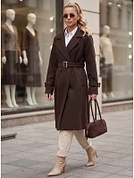 Elegantní dámský kabát s přiléhavým střihem a hnědým páskem FashionStreet NY0794 Elegantní dámský kabát s přiléhavým střihem a hnědým páskem FashionStreet NY0794