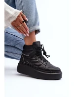 Zazoo 3392/X Dámské Kožené Sportovní Boty na Platformě Černé