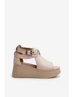 Zazoo 1732 Kožené sandály na klíně Beige Zazoo 1732 Kožené sandály na klíně Beige