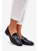 Lakované Dámské Mokasíny S Ozdobnou Přezkou Černé Mollan