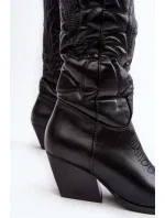 Dámské kožené kovbojské boty na vysokém podpatku černá Sloana Dámské kožené kovbojské boty na vysokém podpatku černá Sloana