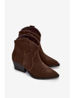 Dámské kovbojské kotníkové boty z přírodní velurové kůže Beretta – čokoládové Dámské kovbojské kotníkové boty z přírodní velurové kůže Beretta – čokoládové