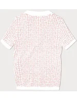 Dámská úpletová halenka v lososové barvě s krátkými rukávy (009)