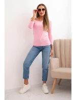 Dámská blůza s odhaleným ramenem z viskózy s rukávem 3/4 světle růžová Dámská blůza s odhaleným ramenem z viskózy s rukávem 3/4 světle růžová