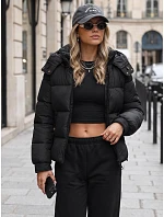 Dámská zimní prošívaná bunda s kapucí, černá, FashionStreet TY5747