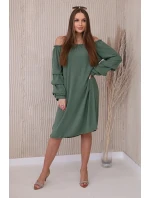 Španělské šaty s ozdobnými rukávy khaki Španělské šaty s ozdobnými rukávy khaki