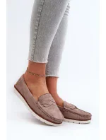 Dámské eko semišové mokasíny, tmavě béžová Nestalia
