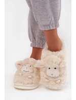 Dámské domácí pantofle s plyšovou ovčí podšívkou Sylline – béžové