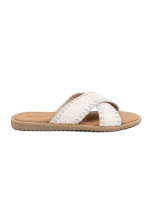 Trendy dámské bílé  nazouváky na plochém podpatku