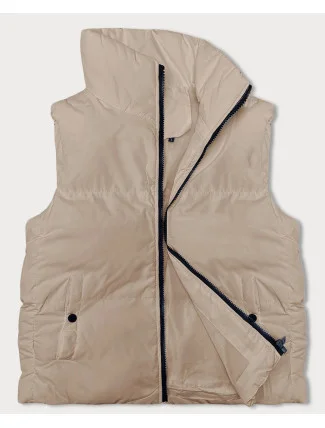 Světle béžová péřová dámská vesta se stojáčkem (5M3150-62) Světle béžová péřová dámská vesta se stojáčkem (5M3150-62)