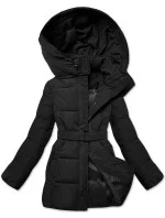 Černá vypasovaná zimní bunda s opaskem (23MY-207) Černá vypasovaná zimní bunda s opaskem (23MY-207)
