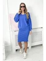 Souprava halenka + pruhované šaty chrpa