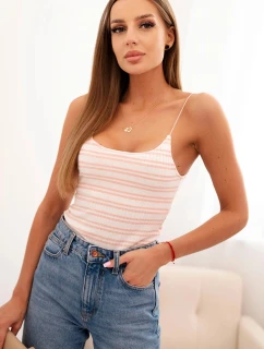 Dámská pruhovaná tílko v pudrově růžové barvě