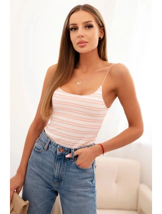 Dámská pruhovaná tílko v pudrově růžové barvě